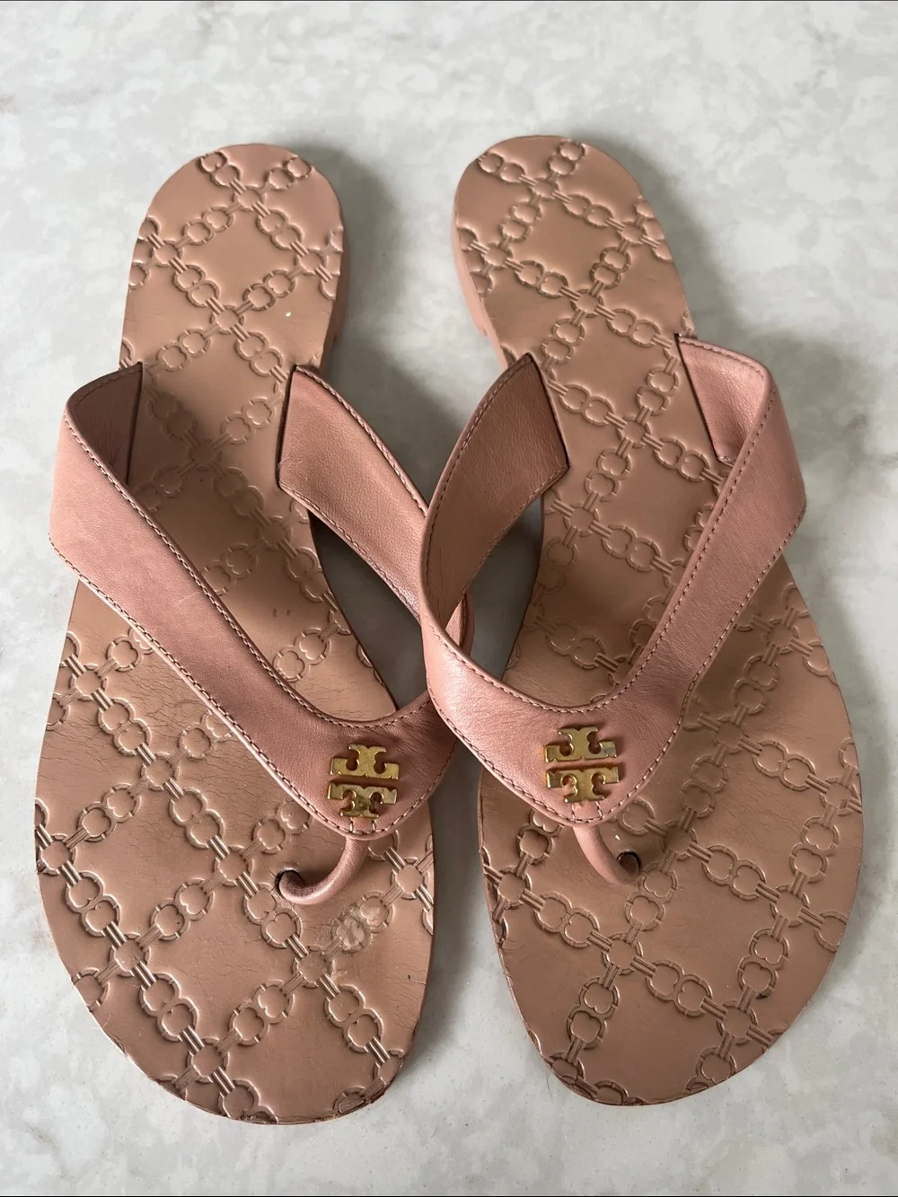 Tory Burch Leather Thong Sandals in Blush Pink - size 7.5